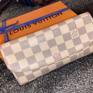 Louis Vuitton Emilie Wallet Damier Azur Rose Ballerine Pink